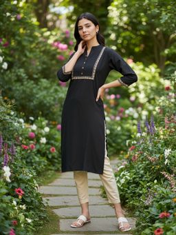Rangita - Women Black Rayon Kurta