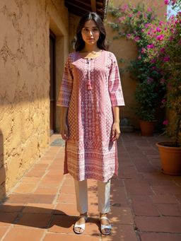 Rangita - Women Tassels Pink Kurta