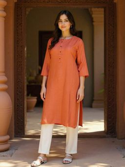 Rangita - Women Rust Straight Kurta