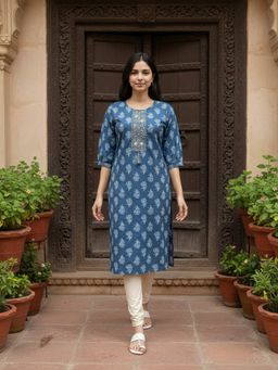 Rangita - Blue Cotton Kurta