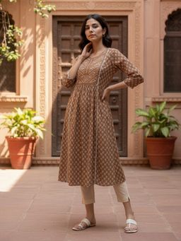 Rangita - Women Brown Straight Kurta