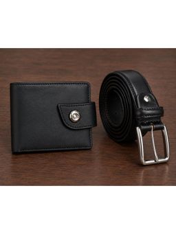 Cimoni - Latest Men's Leather Belt With Wallet-Black