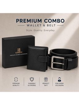 Cimoni - Latest Men's Leather Belt With Wallet-Black