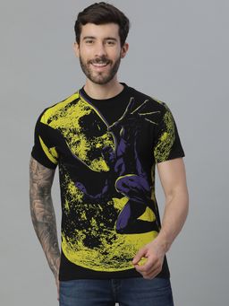 Free Authority - Batman Printed Regular Fit Black Cotton Men T-Shirt