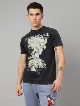 Free Authority - Dragon Ball Z Printed Regular Fit Black Cotton Men T-Shirt