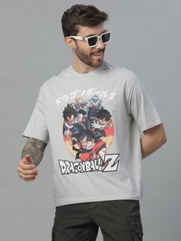 Free Authority - Dragon Ball Z Printed Loose Fit Grey Cotton Men T-Shirt