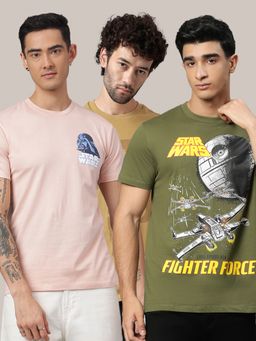 Free Authority - Star Wars Printed Regular Fit Multicolor Cotton Men T-Shirt (Pack of 3)