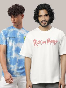 Free Authority - Rick & Morty Printed Regular Fit Multicolor Cotton Men T-Shirt (Pack of 2)