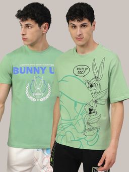 Free Authority - Looney Tunes Printed Regular Fit Multicolor Cotton Men T-Shirt (Pack of 2)