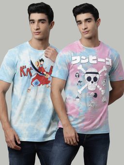 Free Authority - One Piece Printed Regular Fit Multicolor Cotton Men T-Shirt (Pack of 2)