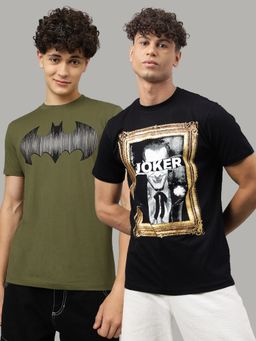 Free Authority - Dc Comics Printed Regular Fit Multicolor Cotton Men T-Shirt (Pack of 2)