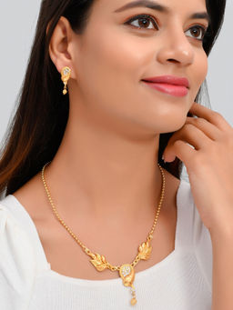 Silvermerc Designs - Gold Plated Leaf Jewellery Set ( Set of 2)