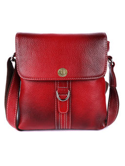 HiLEDER - Leather Messenger 7" Sling Cross Body D-Loop Handbag Men Women Maroon