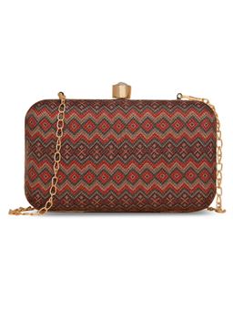 Zouk - Women Motif Printed Jute Handcrafted Multi-Color Clutch