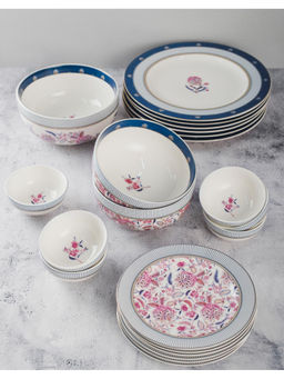 Fabindia - Multi-Color Ceramic Decaled Luxe Dinner (Set of 21)