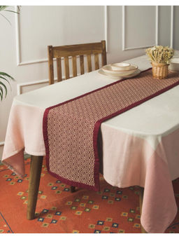 Fabindia - Maroon Cotton Woven Table Runner (L)