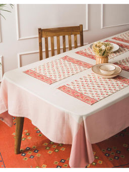 Fabindia - Red Cotton Hand Block Printed Mats (Pack of 6)