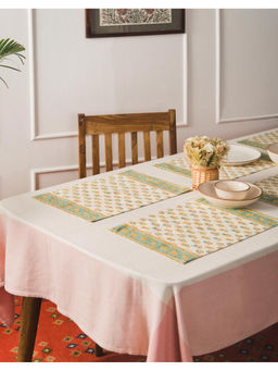 Fabindia - Yellow Cotton Hand Block Printed Mats (Pack of 6)