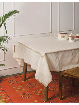 Fabindia - Beige Floral Printed Cotton Blend Onam Table Cover
