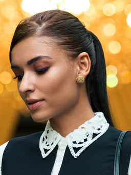 Aulerth - White & Gold Gulmohar Blush Studs by Tribe Amrapali