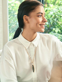 Aulerth - White & Black Numisma Oblong Pendant by Shivan & Narresh