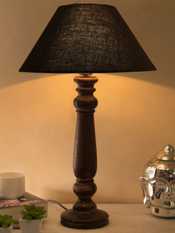 Homesake - Mabel Black Wood Table Lamp Black Shade