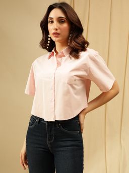 Xpose - Women Spread Collar Casual Shirt Pink