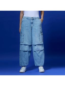 Pepe Jeans - Blue High Waist Balloon Leg Parachute Jeans
