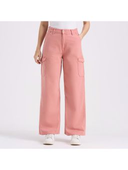 Pepe Jeans - Women Pink Straight Fit High Rise Cargo Jeans