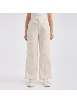 Pepe Jeans - Women Ecru Mid Rise Cargo Pants