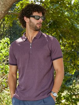 Campus Sutra - Mens Amethyst Purple Oblique Polo T-Shirt