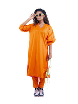 Sil-Sila - I Decide My Vibe in Orange Co-Ord (Set of 2)