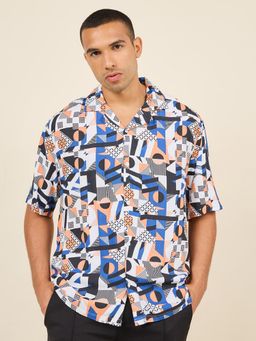 Styli - Men's Multi-Color Viscose Rayon Collar Relaxed Printed Shirt