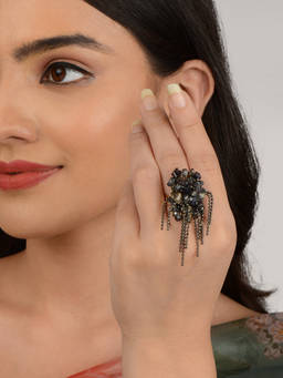 House of D'oro - Black Iris Designer Shell Vintage Ring