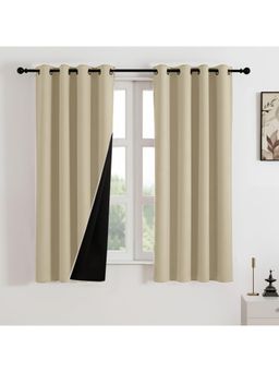 HOMEMONDE - Beige Thermal Insulated Blackout Curtains (Pack of 2)