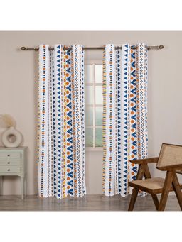 HOMEMONDE - White Semi-Transparent Eyelet Cotton Curtains (Pack of 2)