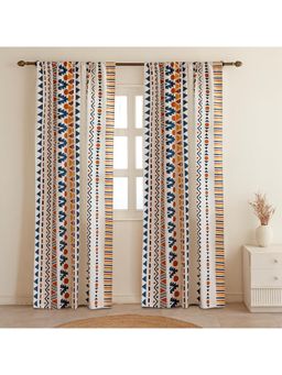 HOMEMONDE - White Cotton Light Blocking Room Darkening Curtains (Pack of 2)