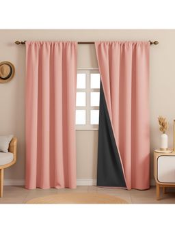 HOMEMONDE - Peach Rod Pocket Fade Resistant Blackout Curtains (Pack of 2)