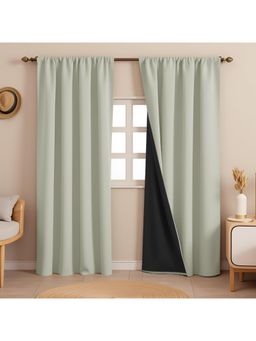 HOMEMONDE - White Rod Pocket Thermal Black Backing Blackout Curtains (Pack of 2)