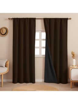 HOMEMONDE - Brown Thermal Insulated Blackout Curtains (Pack of 2)