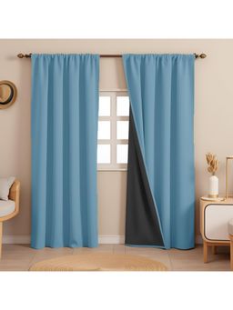 HOMEMONDE - Blue Thermal Insulated Blackout Curtains (Pack of 2)