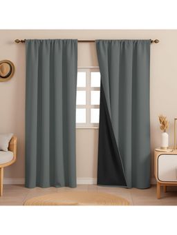 HOMEMONDE - Grey Thermal Insulated Blackout Curtains (Pack of 2)