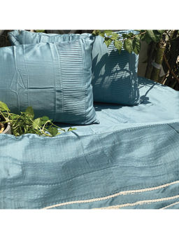 Sadyaska - Eden Pleated Teal Duvet Cover (Set of 4)