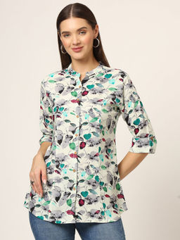 Divena - Multicolor Printed Cotton Fabric Straight Tunic