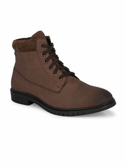 Delize - Men's Brown Solid Derby Ankle Boots