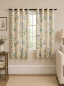 The Home Story - Linen Sheer Cotton Window Curtains - Peach (Pack of 2)