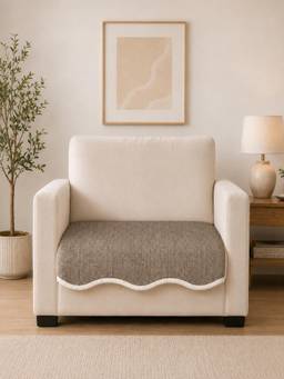 The Home Story - Suede Velvet Anti Skid Machine Washable Velvet Wave Mocha Taupe Sofa Mat