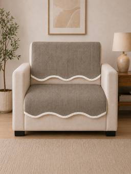 The Home Story - Suede Velvet Back & Seat Velvet Wave Mocha Taupe Sofa Mat