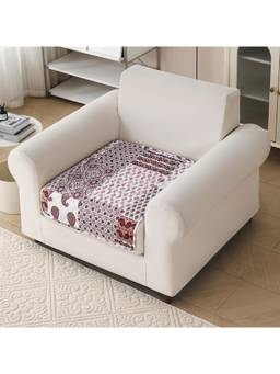 House of Quirk - Quilted Printed Anti Slip Boho Brown Sofa Mat