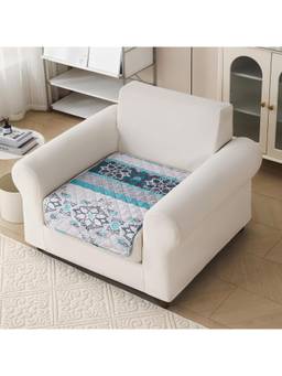 House of Quirk - Quilted Printed Anti Slip Boho Green Sofa Mat